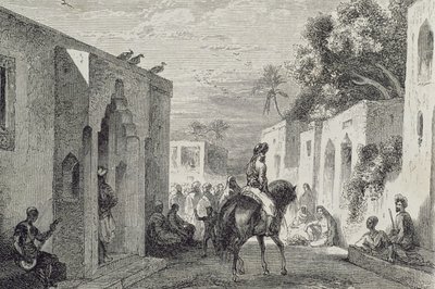 Rue dans une ville de Zanzibar, années 1860 - French School